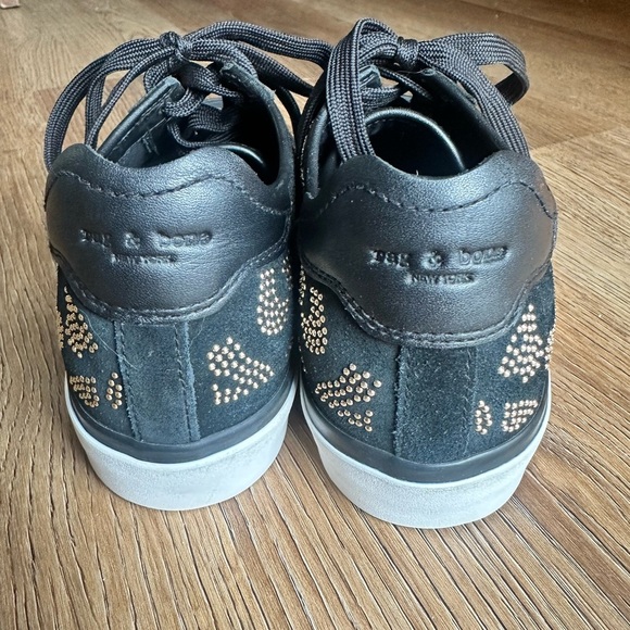 Rag and Bone women’s RB Army low top sneaker, studded leopard, black gold, 38.5 - Picture 2 of 13